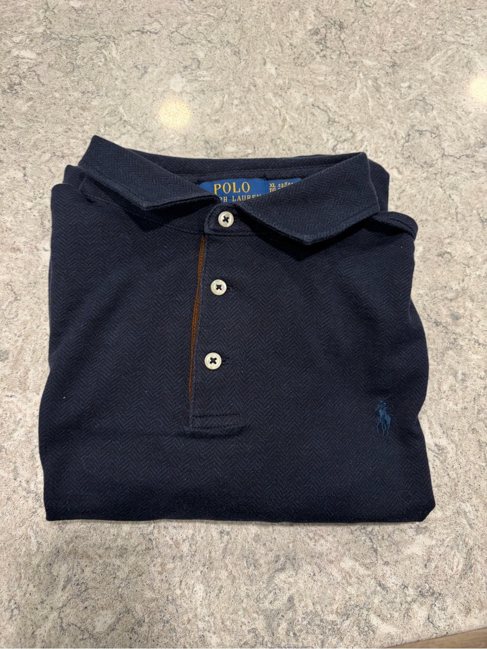 Polo by Ralph Lauren Navy Long-Sleeve Cotton Polo Shirt-XL